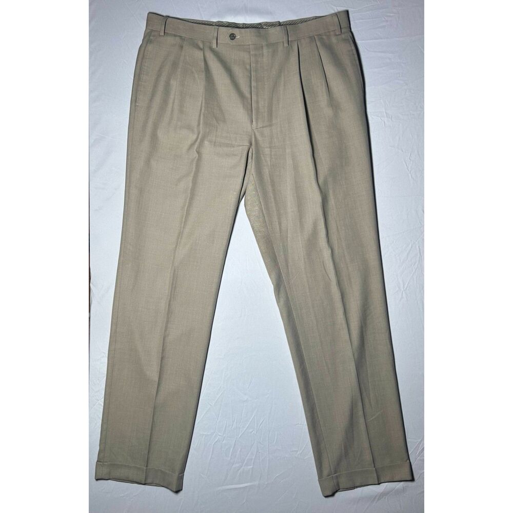 Ralph Lauren Men's 38x34 Khaki Dress Slacks - Pleated Front - Classic Fit - EUC